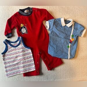 Vintage 6-9 month baby clothes bundle. Healthtex, Grace, romper, tank top